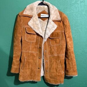 Tan Suede Jacket with Cream Faux Fur Lining